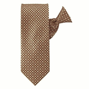 Jacob Alexander Men's Mini Circles Pattern Pre-Tied Clip-On Neck Tie - Brown