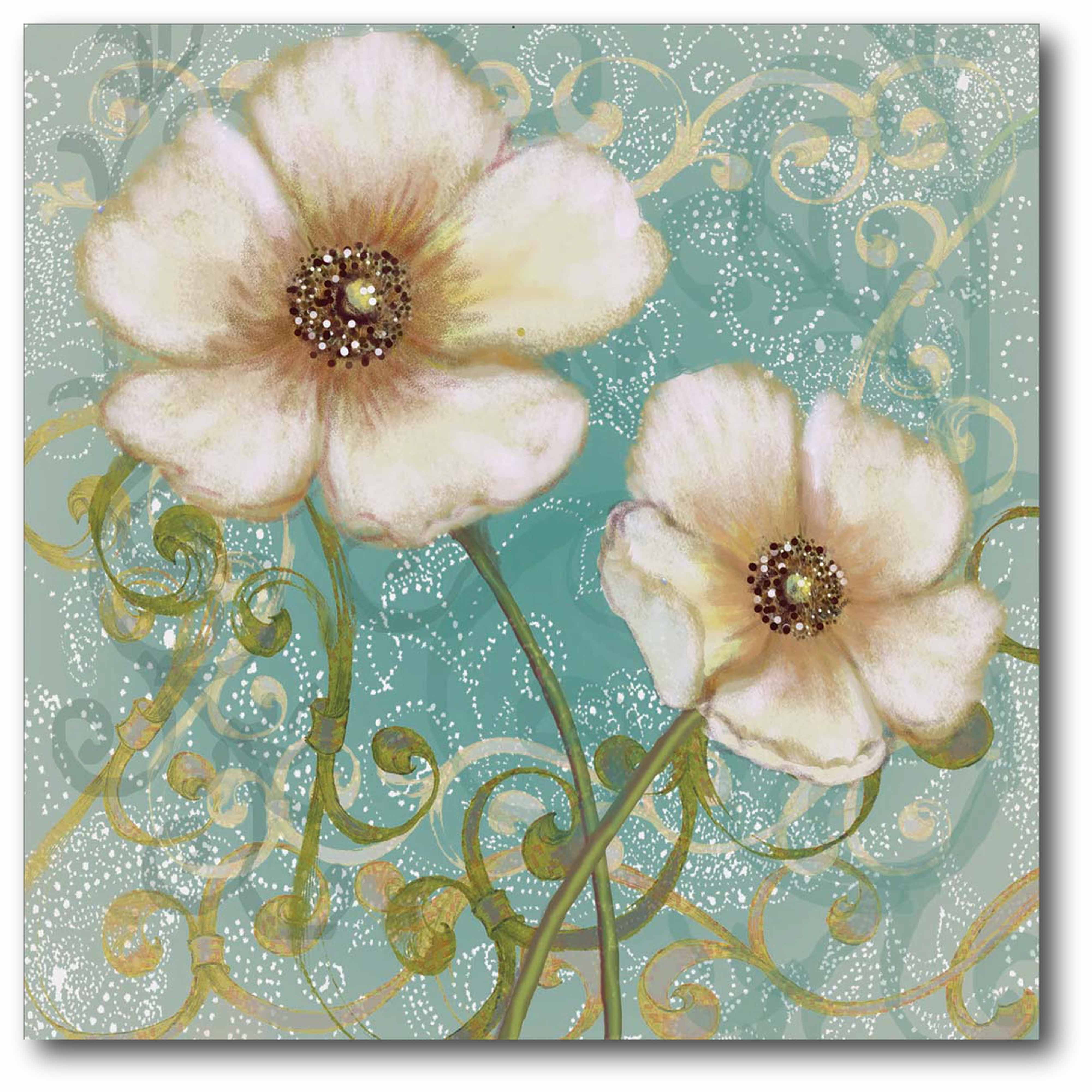 Flower Tea Stained Tropical Flower Botanical Large 16 x 20 Canvas-Wrapped Frame Print