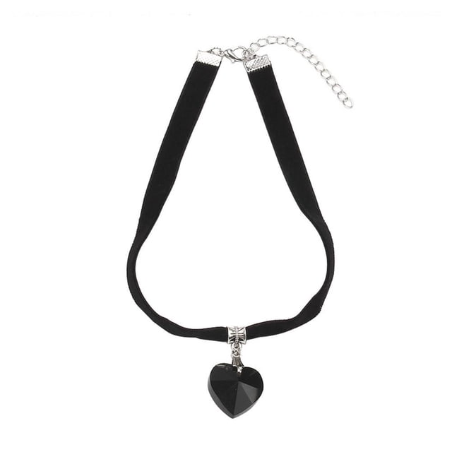 SGACAI Collar gargantilla de corazón con colgante de cristal para mujer, joyería de moda, collar de encaje S2E