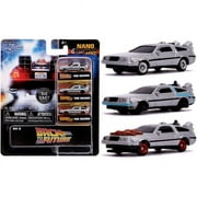 Jada  Back to the Future Time Machine Set Nano Hollywood Rides Diecast Model Cars - 3 Piece
