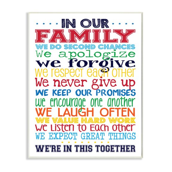 The Kids Room by Stupell In Our Family Rainbow Typog Wall Plaqueby Erica Billups