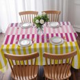 thumbnail image 3 of Colorful Stripe Table Cloth Waterproof Tablecloths, Modern Pink Purple Yellow Vertical Striped Tablecloth Dining Table Cover for Kitchen Party Tabletop Outdoor, Rectangle Tablecloth 60x84 Inch, 3 of 9