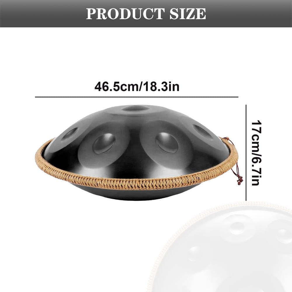 Gonipol Hand Pan Drum Instrument 9 Notes Steel Drum Handpan Instrument for Adults Kids 18-Inch Percussion Drum Instrument with 2 Handpan Mallets for Music Lessons Concerts clean