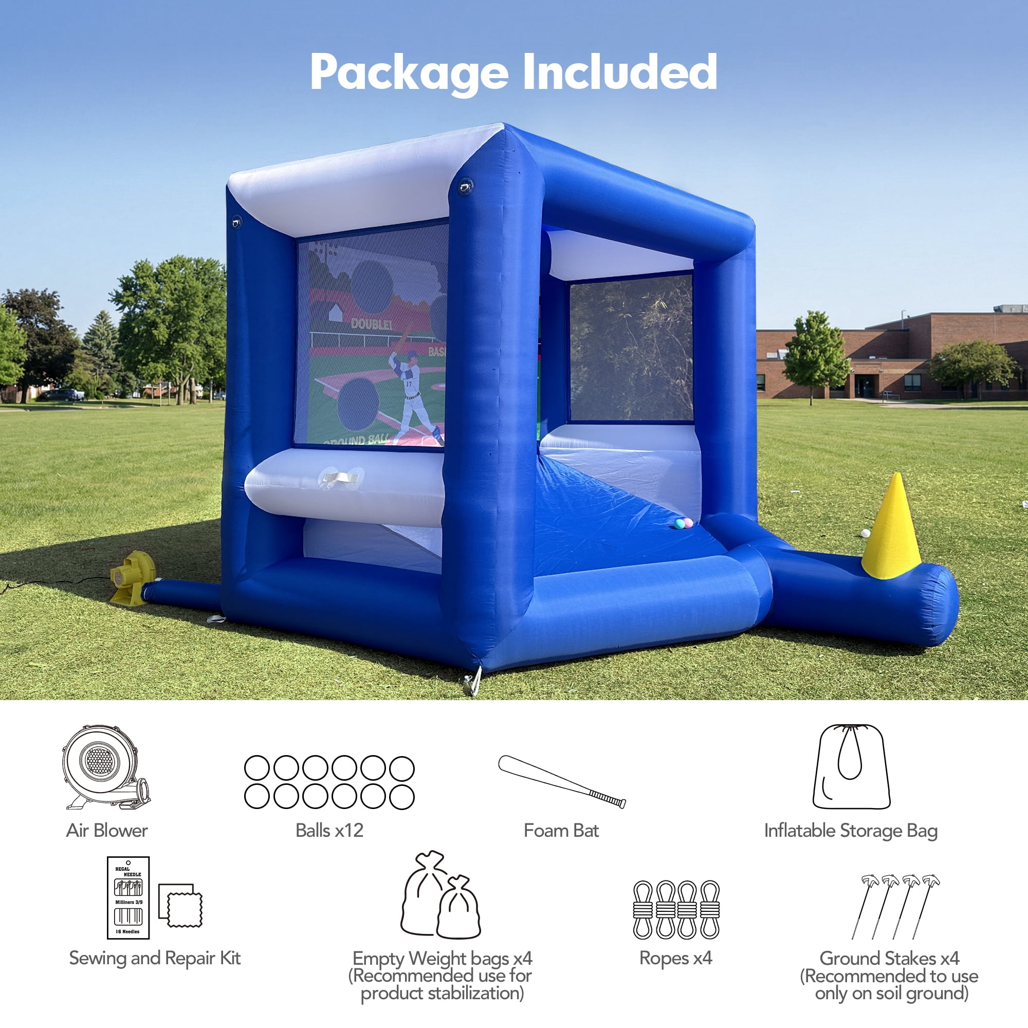 Wellcomer 10FT Inflatable Baseball Batting Sport Game with Blower for Parties & Events