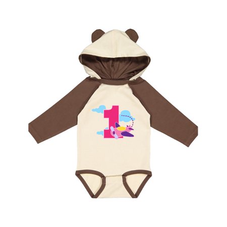

Inktastic 1st Birthday Pilot Airplane Gift Baby Girl Long Sleeve Bodysuit