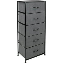 Sorbus Nightstand Dresser with 5 Drawers - Tall Storage Tower Unit Organizer for Bedroom, Hallway, Closet, College Dorm - Chest Drawer for Clothes, Steel Frame, Wood Top, Fabric Bins (Black/Charcoal)