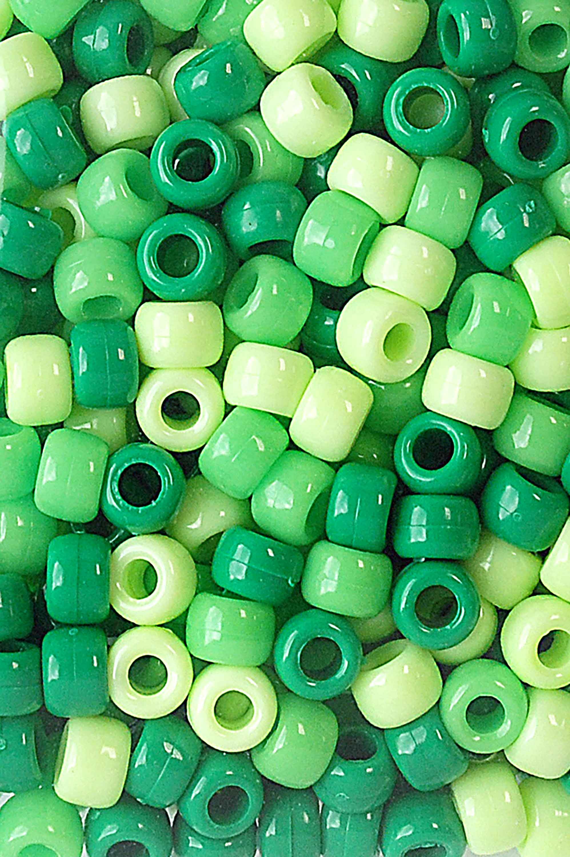 Hello Hobby Pony Bead Mix, Green, 500 Pieces, Plastic Craft Beads for Jewelry Making and DIY Projects