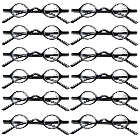 12PK Unisex Small Round Reading Glasses Blue Light Blocking Readers Men Women