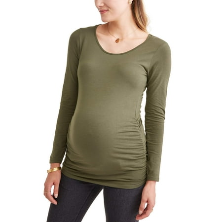 Maternity Long Sleeve Knit Top with Side Ruching -- Available in Plus Sizes