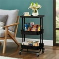 thumbnail image 2 of Alexent 2-Tier Table Top Plastic Storage Trolley Rolling Cart Organizer in Black, 2 of 12