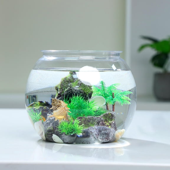 Alasum Transparent Pet Desktop Fish Bowl for Home Decor and Plant Storage