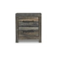 thumbnail image 2 of Signature Design by Ashley Drystan Rustic Industrial 2 Drawer Nightstand with 2 Slim-Profile USB Charging Stations, Weatherworn Brown, 2 of 7