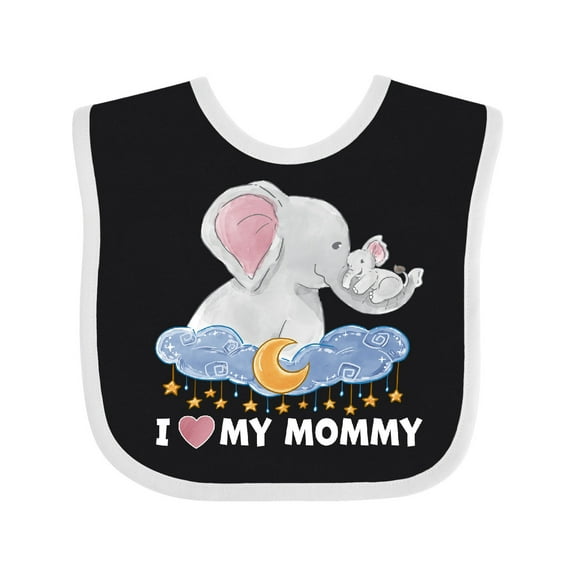 Inktastic I Love My Mommy Cute Elephants with Moon and Stars Boys or Girls Baby Bib