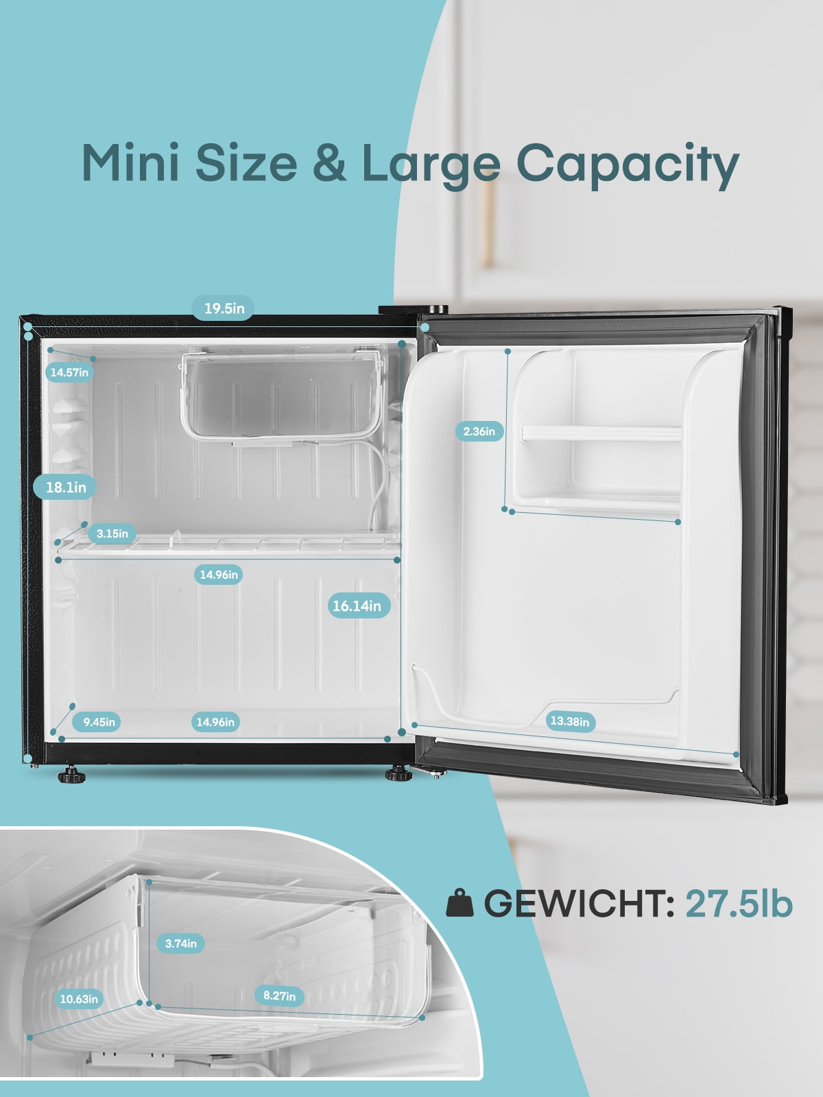 1.6 Cu. ft Fridge with Freezer for Bedroom, Refrigerator for Office, Black