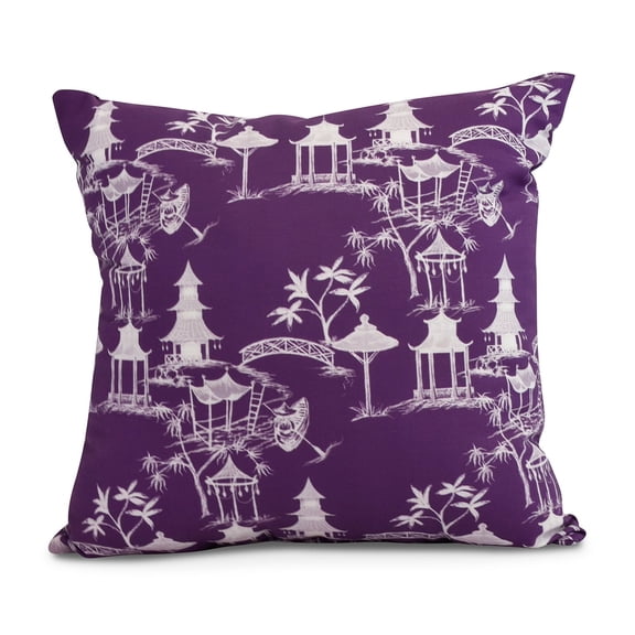Simply Daisy, 18" x 18" Chinapezka , Floral Print Outdoor Pillow, Purple