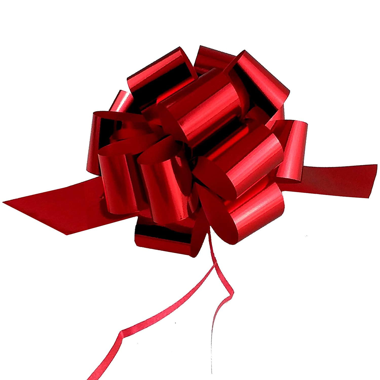 Metallic Red Christmas Gift Wrap Pull Bows 5" Wide, Set of 10