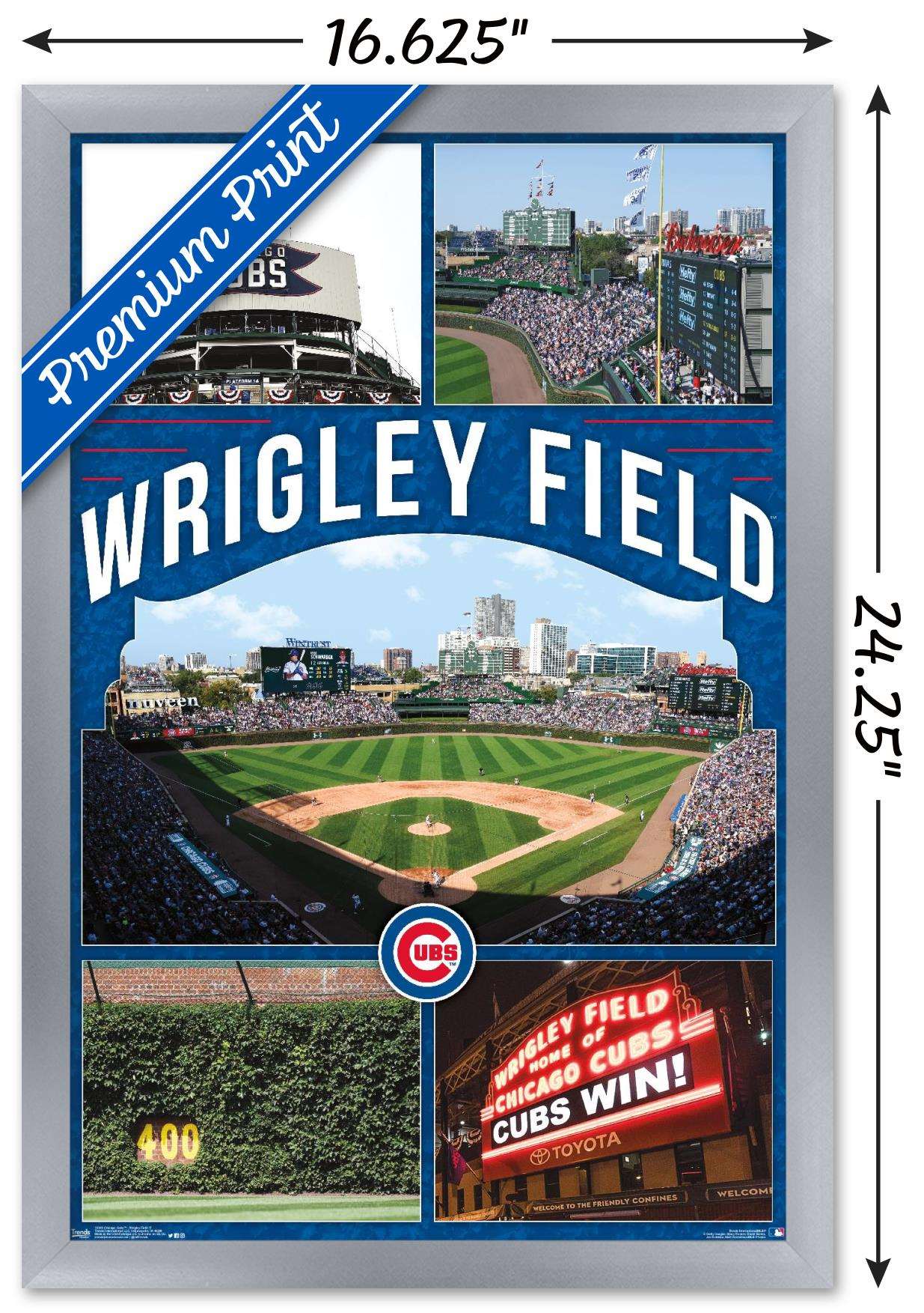 MLB Chicago Cubs - Wrigley Field 17 Wall Poster, 14.725" x 22.375", Framed