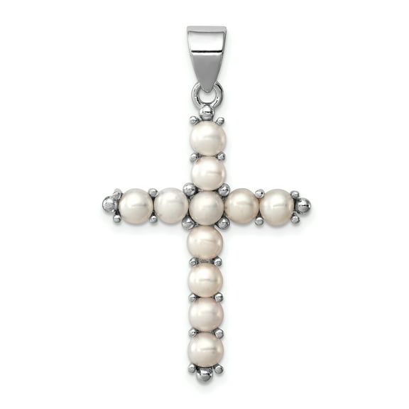 Sterling Silver Cultured Pearl Cross Pendant, Pendants for Necklace