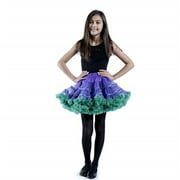 BellaSous Adult Tulle Costume Petticoat Tutu Skirt Halloween Valentine's Day (Child, Purple/Green)