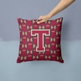 thumbnail image 2 of Letter T Football Garnet and Gold Fabric Decorative Pillow, 2 of 4