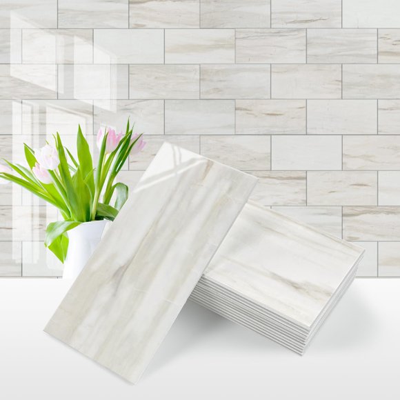 Baldosa para salpicaduras Vamos Tile, de madera brillante, que se pela y pega