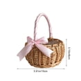 thumbnail image 3 of hulanddfd Wicker Rattan Flower Basket, Small Basket with Handle Candy Storage Basket for Home Decoration(Pink), 3 of 6