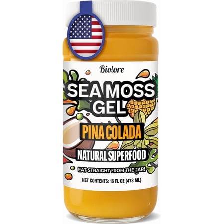 Pina Colada Sea Moss Gel – 16oz – Raw Wildcrafted Irish Sea Moss, Packed with Essential Vitamins & Minerals, Vegan Superfood