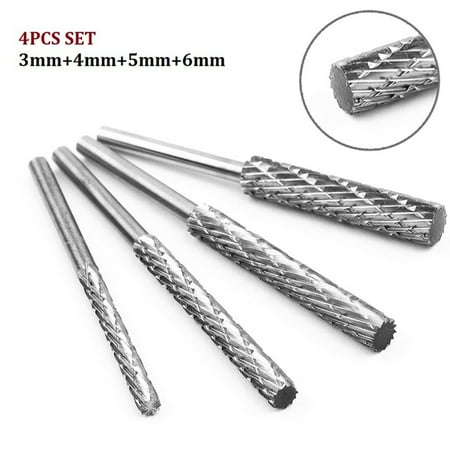 

4pcs Set 3mm Shank HSS Rotary Burr Tool Plastic Wood Carving Rotary File 3-6mm