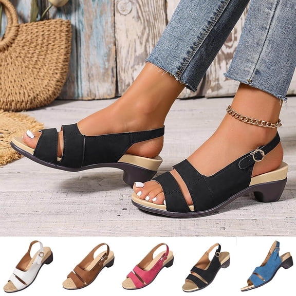Miluxas Women's Low Wedge Heel Sandals Dressy Summer Comfortable Ankle Strap Sandals Open Toe Causal Platform Shoes White 9.5(43)