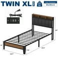 thumbnail image 6 of Lusimo Bed Frame Twin XL, Metal Platform Bed Frame with Fabric Upholstered Headboard and Charging Station No Box Spring Needed Easy Assembly, Gray, 6 of 10