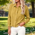 thumbnail image 4 of Neewe Womens Smocked Cuffed Striped Plain Shirt Casual Collar Long Sleeve Oversized Button Down Blouse Tops with Pocket Shirred, 4 of 7