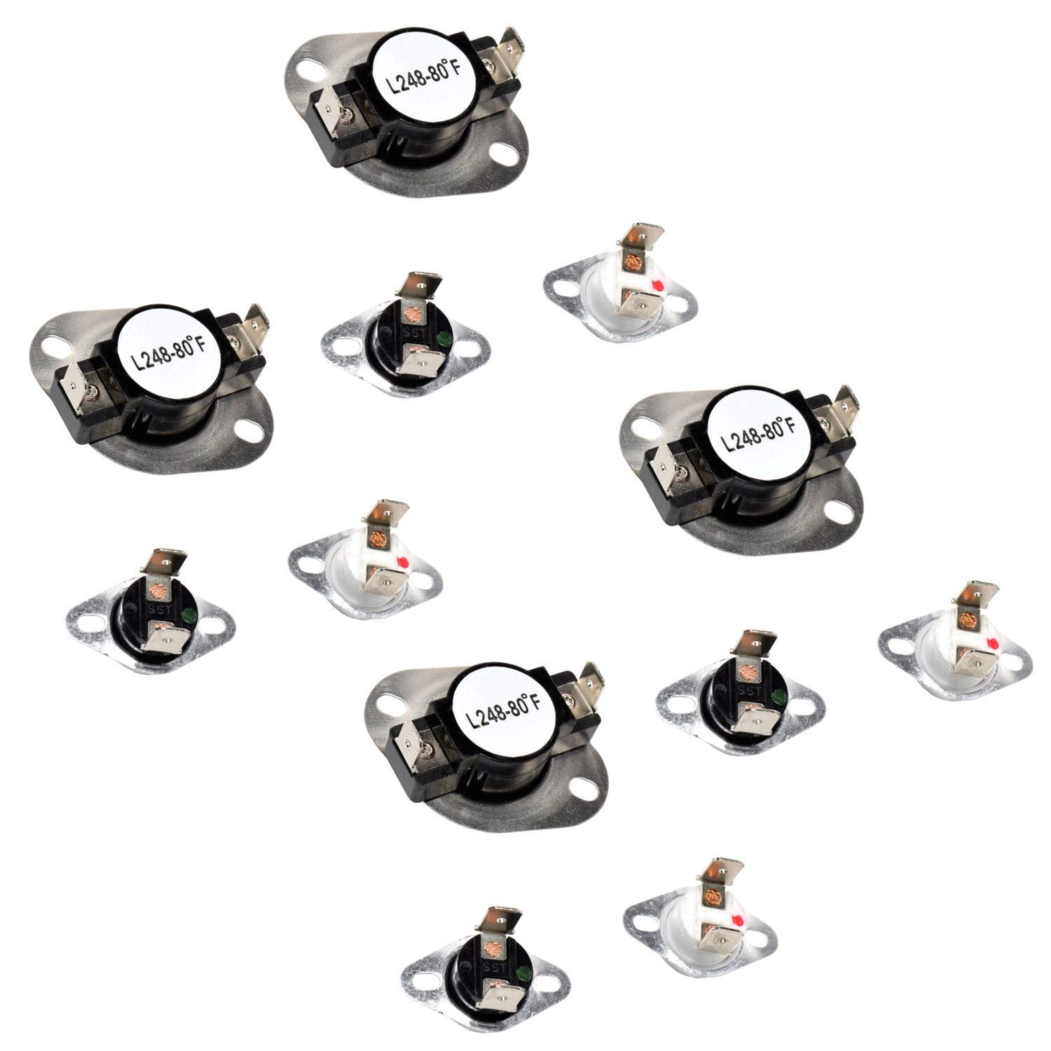 HQRP 4Pack Dryer Thermostat & Thermal Fuse Kit compatible with Admiral