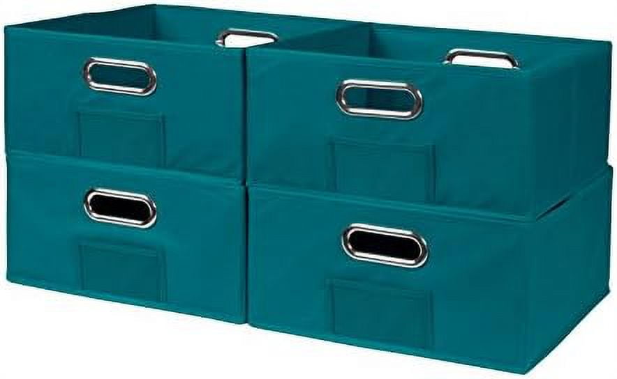 Cubo Set Of 4 HalfSize Foldable Fabric Storage Bins With Label Holder