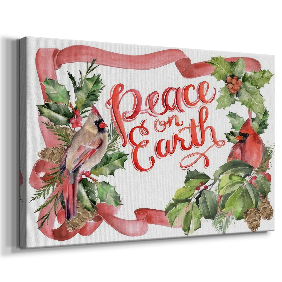 Cardinal Holly Christmas Collection A- Gallery Wrapped Canvas