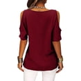 thumbnail image 5 of Red Women's Short Sleeve T-shirt, Womens Summer Tops V Neck Short Sleeve Basic Plain Tee T Shirt,Women's Short sleeve T-shirt 4XL, 5 of 5