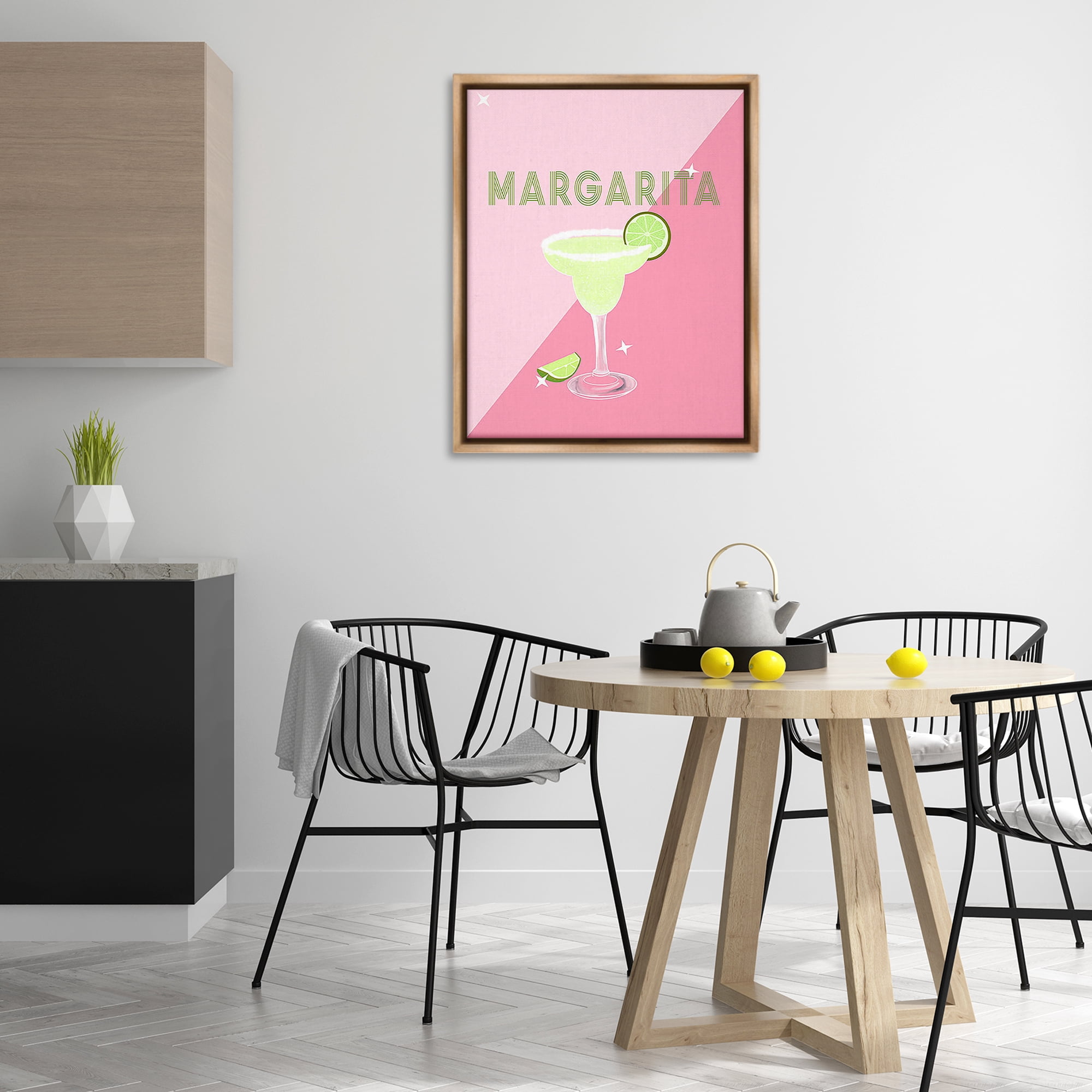 Stupell Industries Modern Margarita on Pink Food & Beverage Painting Brown Floater Framed Canvas Art Print Wall Art, 25 x 31