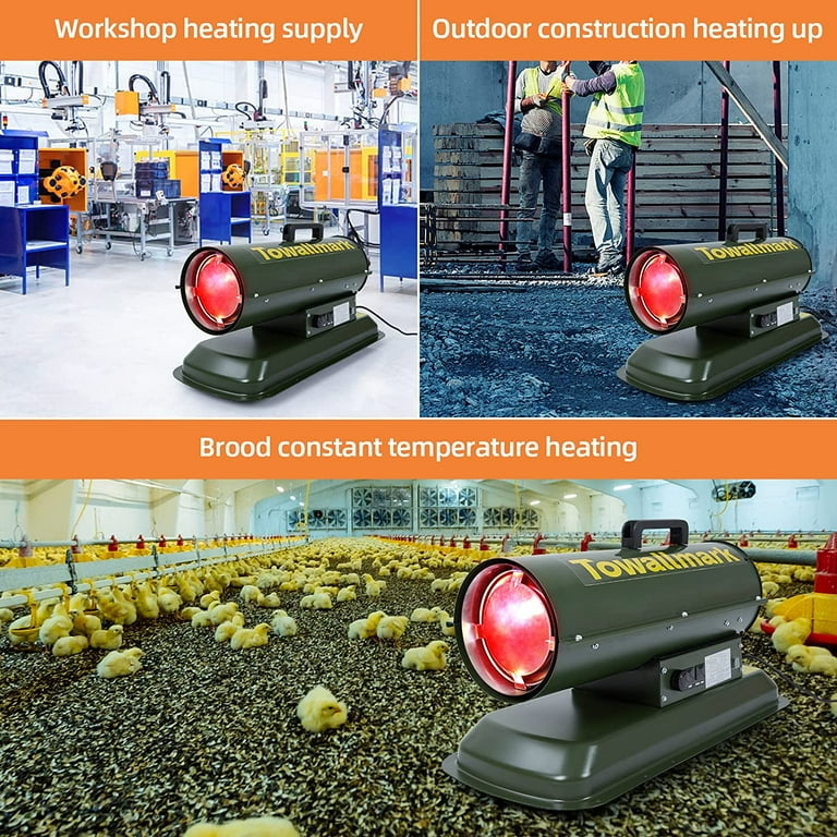 75,000 BTU Forced Air Diesel Heater u0026 Kerosene Heater, Torpedo Space Heater  with Thermostat Temperature Control, Portable for Outside, Jobsite, Garage  and Construction Sites - Walmart.com