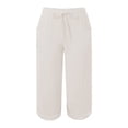 thumbnail image 5 of Bovemsi 2025 Women's High Waist Bubble Textured Linen 3/4 Cropped Trousers - Lightweight Summer Pants with Pockets, Beige, L, 5 of 5