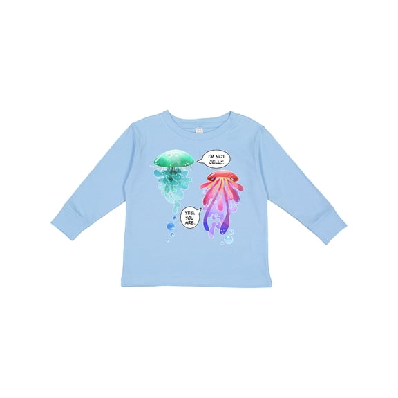 Inktastic Funny I'm Not Jelly Jellyfish in Blue and Pink Boys or Girls Long Sleeve Toddler T-Shirt