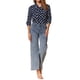 thumbnail image 2 of Blusa de cuello con lazo y puños elásticos impresos para mujeres INSPIRE CHIC, talla XS, color azul marino, 2 of 5