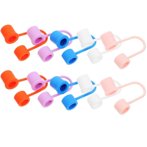 WORGEOUS 10Pcs Drinking Straw Covers Reusable Straw Caps Decorative Straw End Toppers Washable Straw Protectors