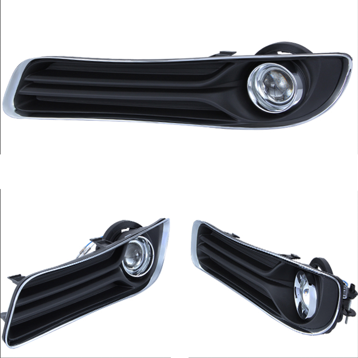 LED Fog Lights With Bezel & Wiring Kit For Chrysler 300 2011-2014 – Pair Black Housing