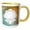 Yellow/White, variant on 3drose, Print of Trendy White Oyster Shell on Aqua and Amber, 15oz Two-tone Red Mug