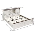 thumbnail image 3 of Farmhouse King Size Bed Frame with Storage Bookcase Headboard, Wood Platform Bed Frame w/Charging Station, Bracket Footboard, 2 Large Sliding Barn Doors, No Box Spring Needed - Antique White, 3 of 6