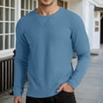 thumbnail image 2 of Mens Polos Shirts Long Sleeve Thermal Texture Base Layer Comfort Wear Mens Holiday Clothes,Blue,2XL, 2 of 9