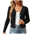 thumbnail image 1 of Womens Long Sleeve Cropped Lightweight Cardigan Button Down Sweaters V Neck, 1 of 6