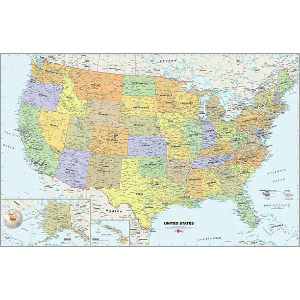 Usa Dry Erase Map Decal, Contains a 24 x 36 dryerase map By Visit the