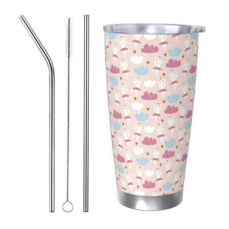 

KLL Poodle In Ballet Skirts Dancing Print 40oz Stainless Steel Insulated Car Cup with Spillproof Lid - Keep Your Drink Hot or Cold on the Go-Straw Three-piece Set