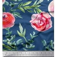 thumbnail image 1 of Soimoi Blue Rayon Fabric Leaves & Floral Print Fabric by Yard 56 Inch Wide, 1 of 1