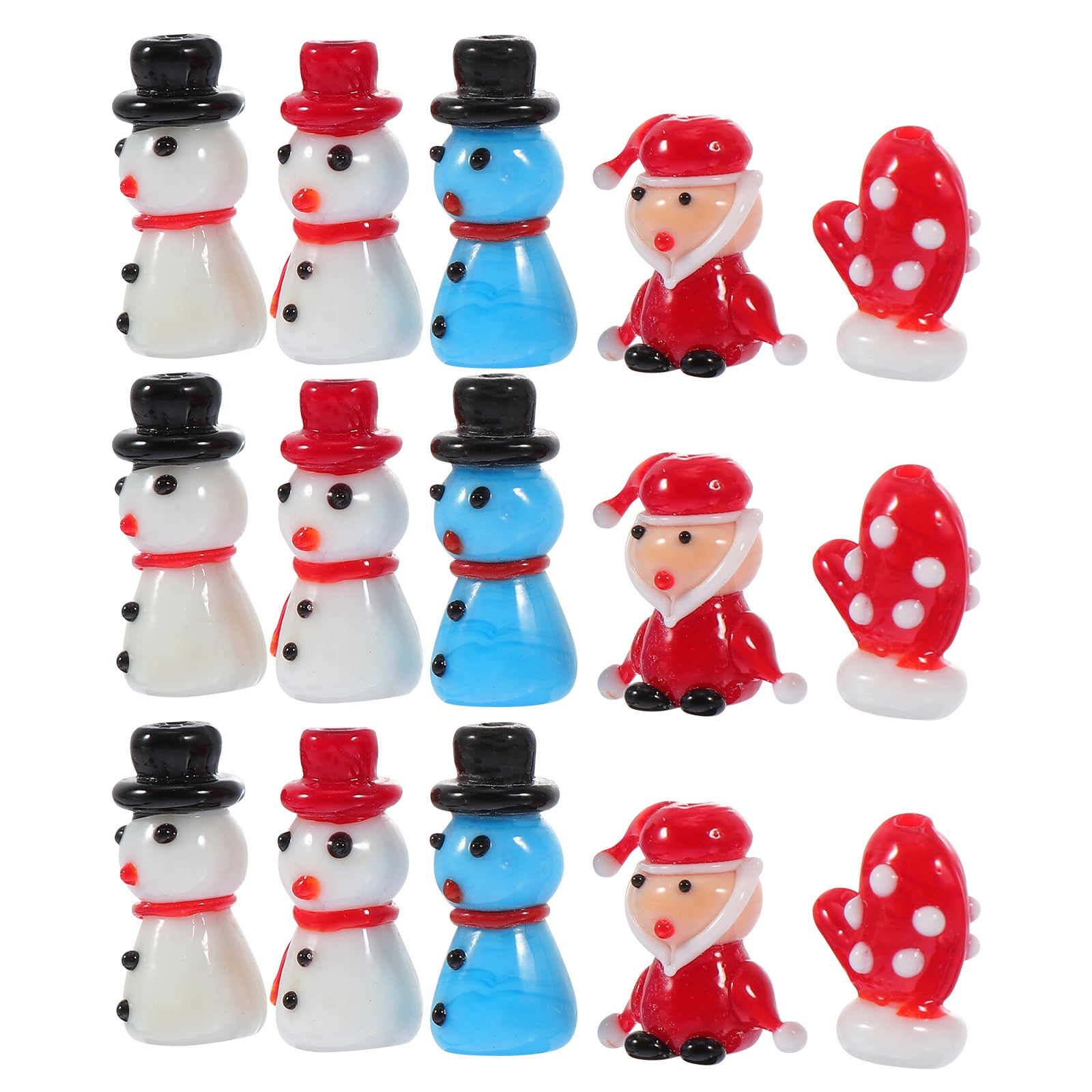 Narrster 30 Pcs Christmas Glass Beads Loose Beads DIY Jewelry Beads Random Style